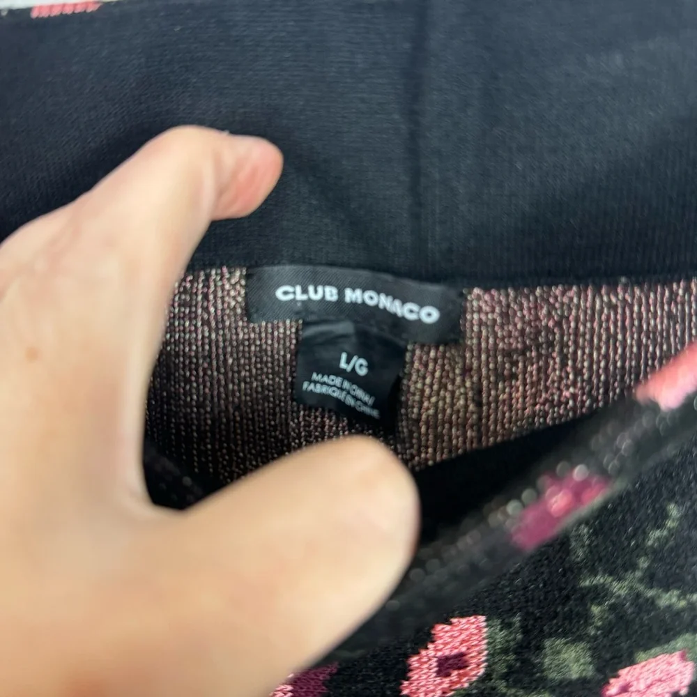 Club‎ Monaco Black Floral Knit Skirt Large
